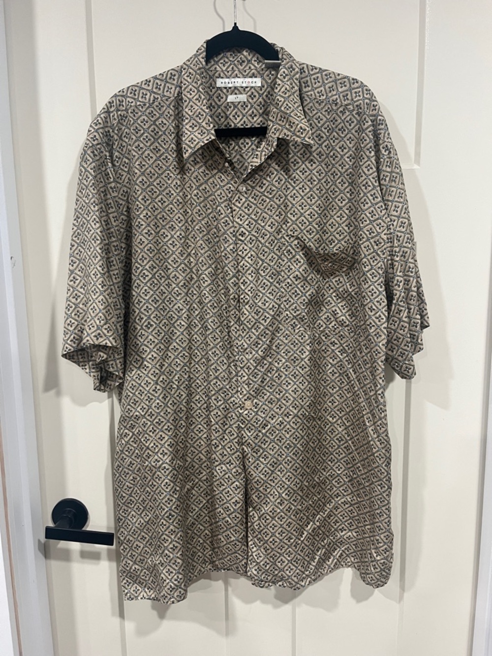 Robert Graham Beige Geometric Short-Sleeve Button-Down